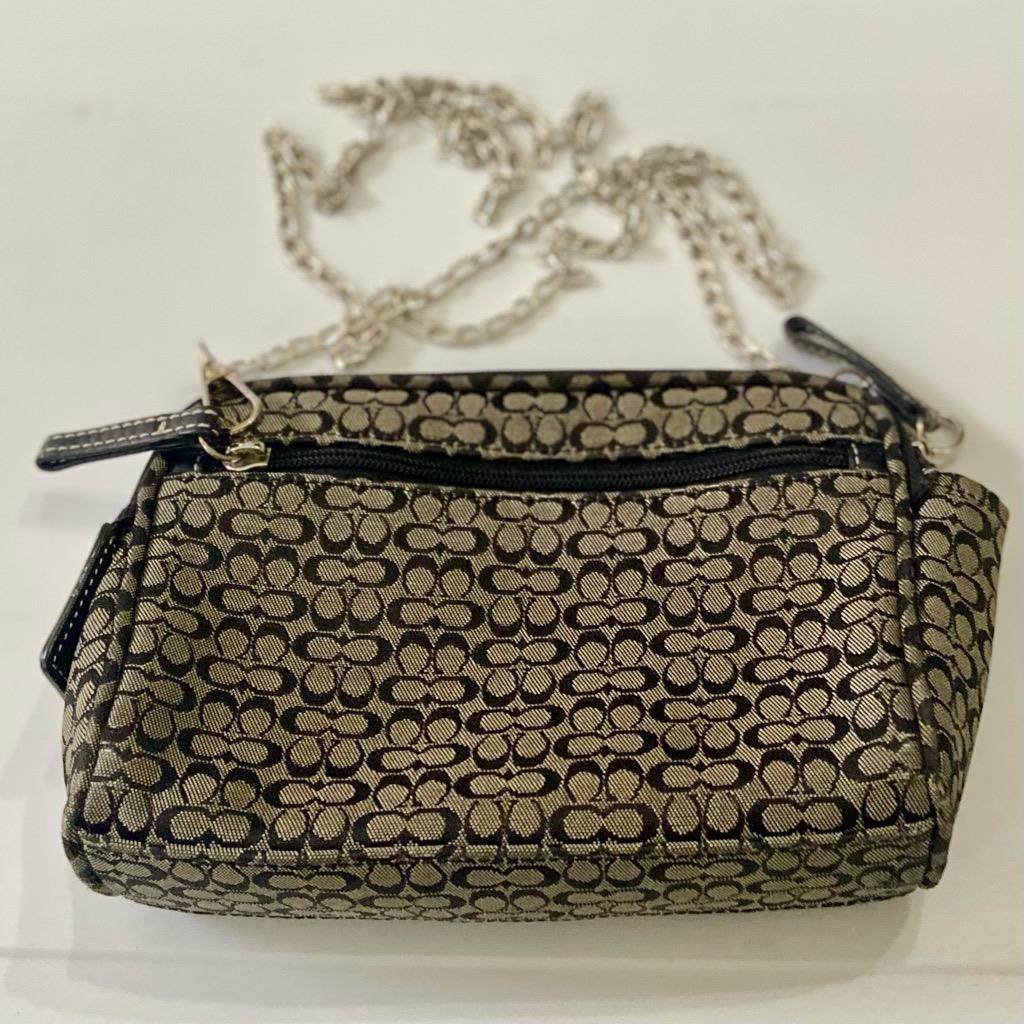 Coach Jacquard Black Micro Signature Wristlet-Crossbody 7in x 5in x 1.5in