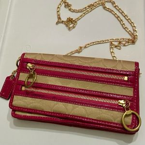 Coach Poppy Signature Khaki Jacquard Long Wallet-Crossbody 7in x 4in