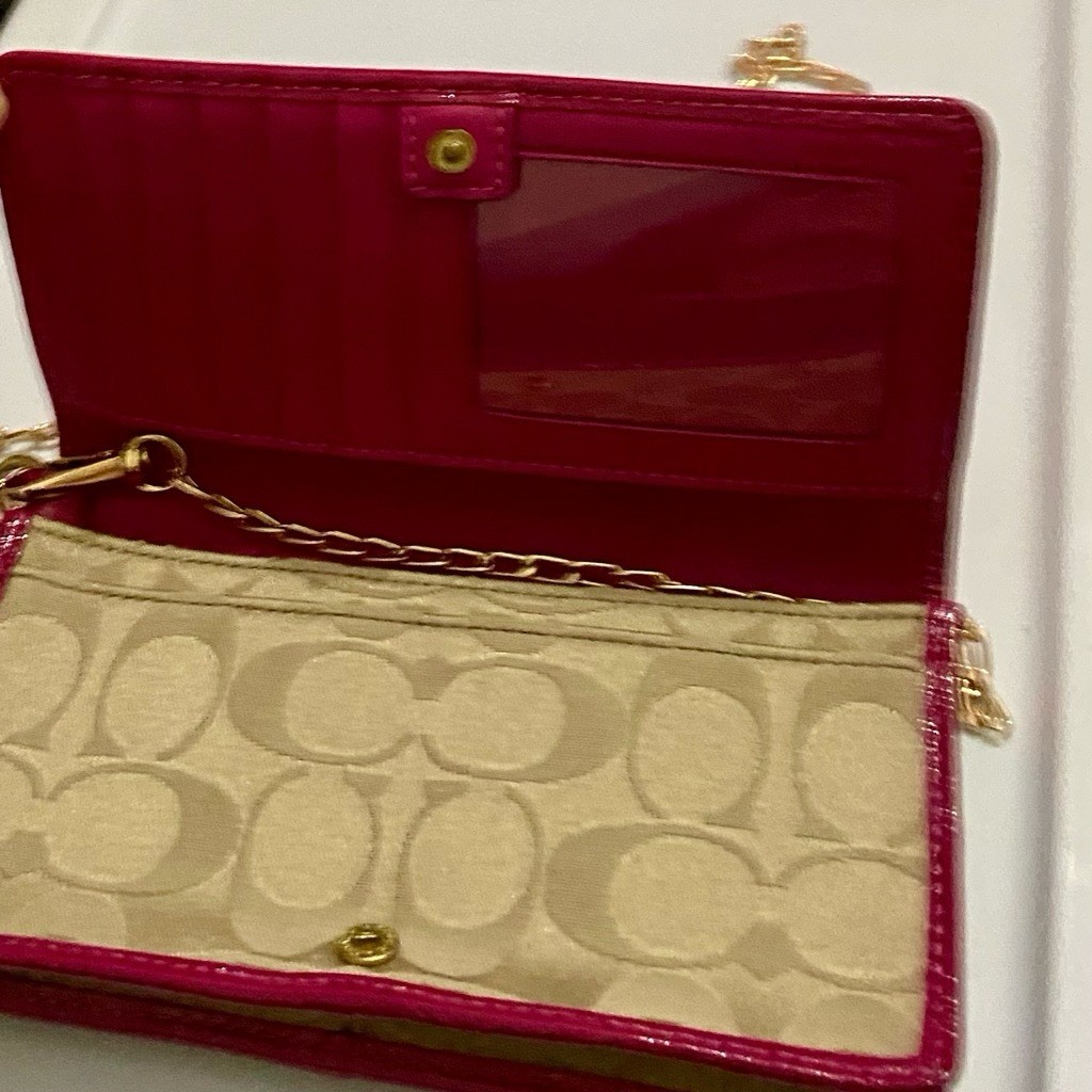 Coach Poppy Signature Khaki Jacquard Long Wallet-Crossbody 7in x 4in