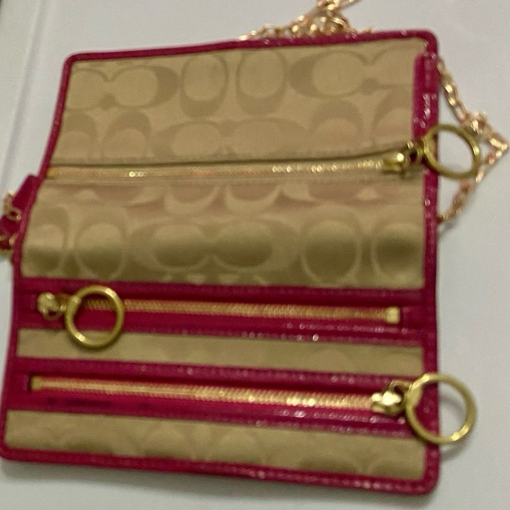 Coach Poppy Signature Khaki Jacquard Long Wallet-Crossbody 7in x 4in