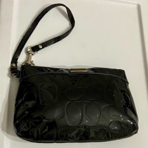 Coach Black Patent Signature Wristlet