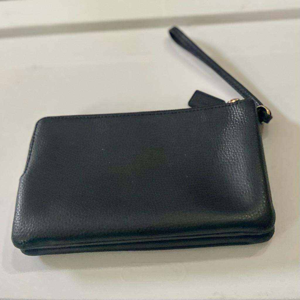 Coach Blue Black Double Zip Compartment Wristlet- 7.5in x 4.5in x 1.5in