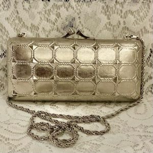 Saks Fifth Avenue Silver Metal Crossbody 7in x 3.5in x 2in