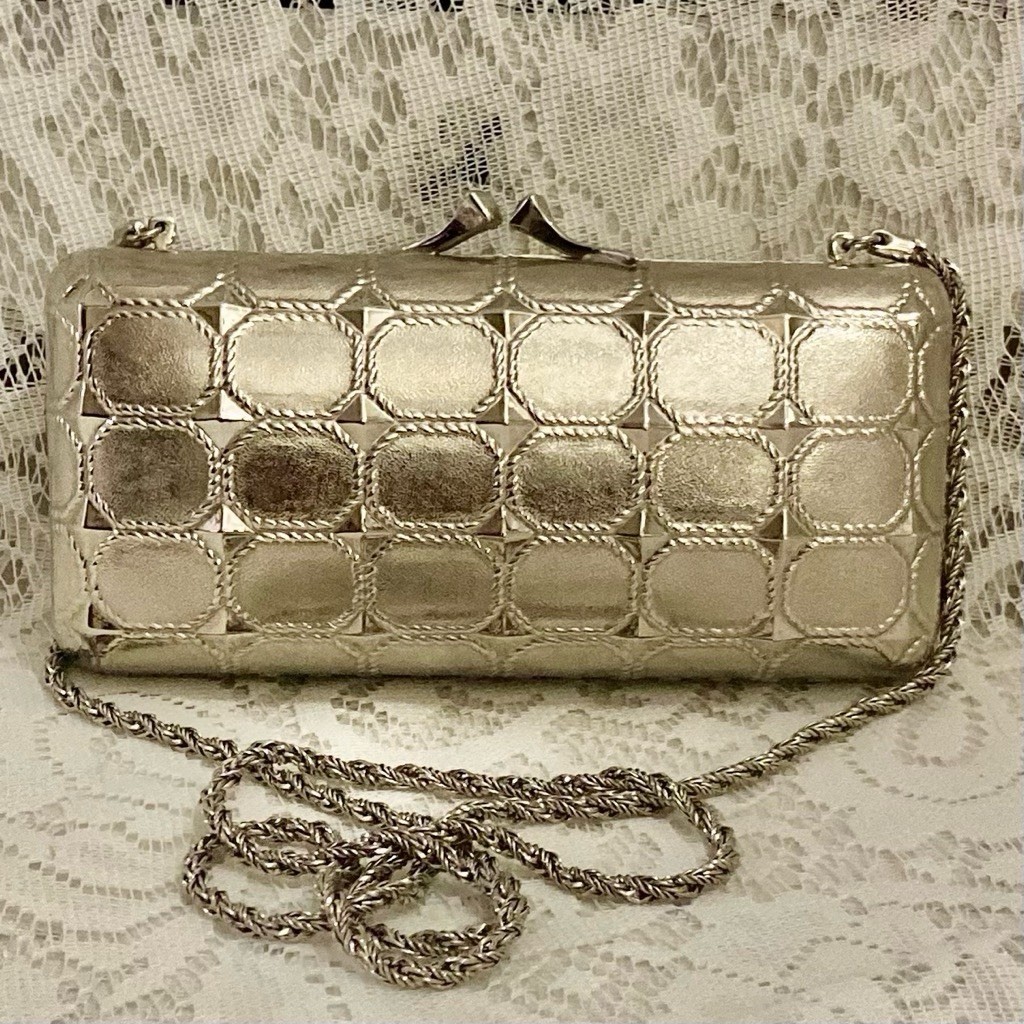 Saks Fifth Avenue Silver Metal Crossbody 7in x 3.5in x 2in