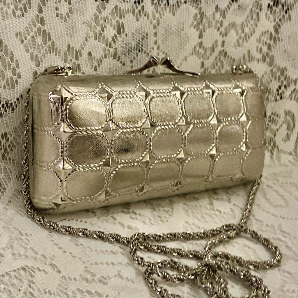 Saks Fifth Avenue Silver Metal Crossbody 7in x 3.5in x 2in