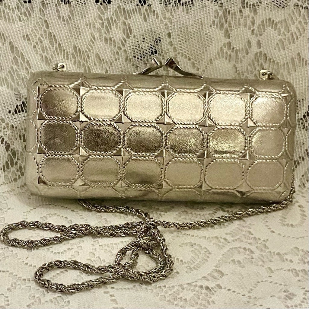 Saks Fifth Avenue Silver Metal Crossbody 7in x 3.5in x 2in