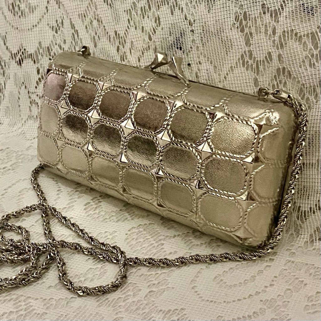 Saks Fifth Avenue Silver Metal Crossbody 7in x 3.5in x 2in