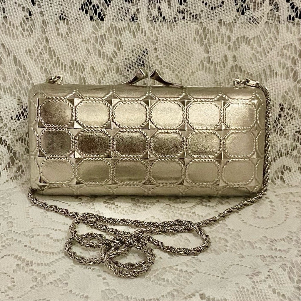 Saks Fifth Avenue Silver Metal Crossbody 7in x 3.5in x 2in