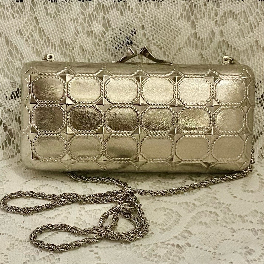 Saks Fifth Avenue Silver Metal Crossbody 7in x 3.5in x 2in