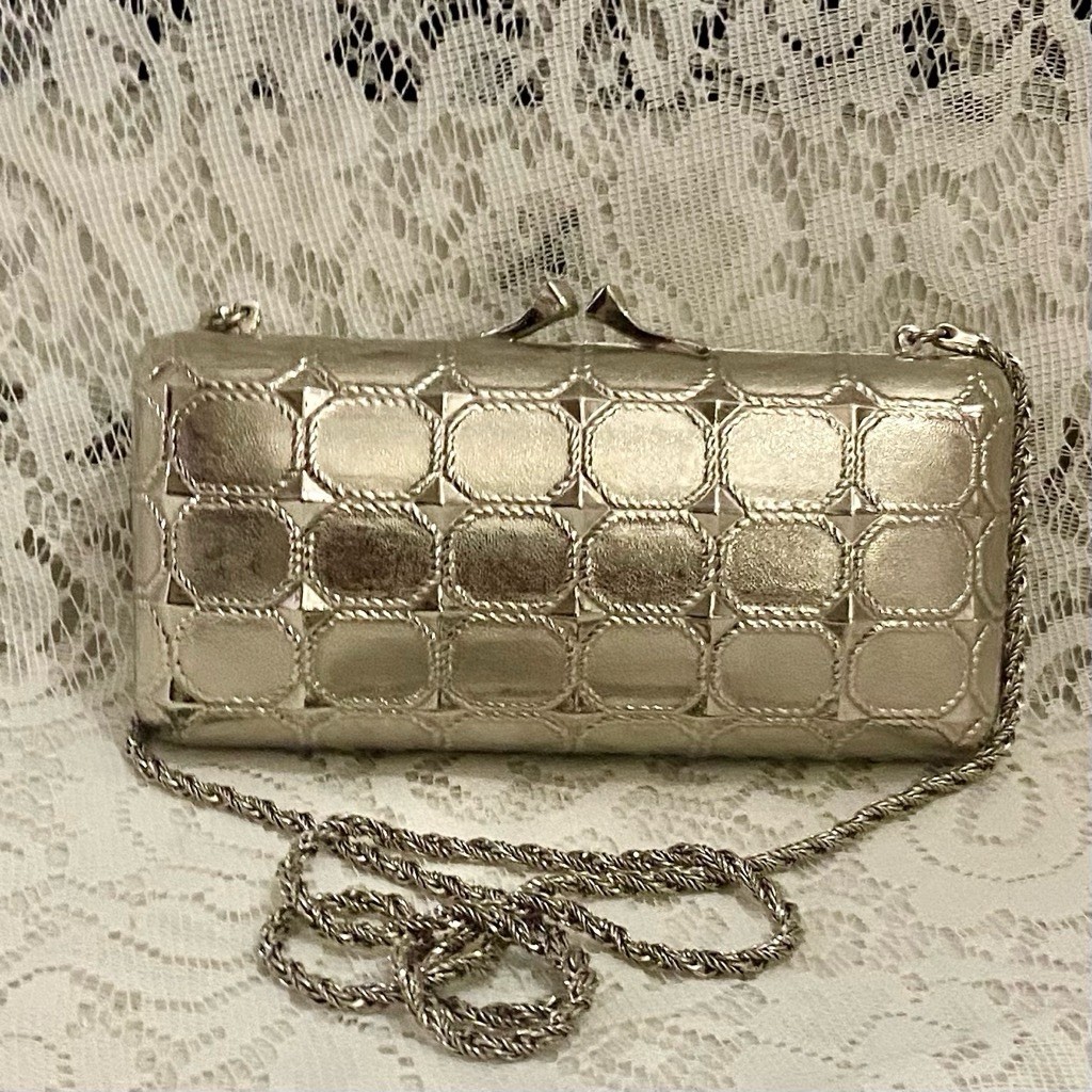 Saks Fifth Avenue Silver Metal Crossbody 7in x 3.5in x 2in