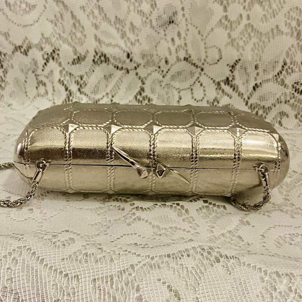 Saks Fifth Avenue Silver Metal Crossbody 7in x 3.5in x 2in