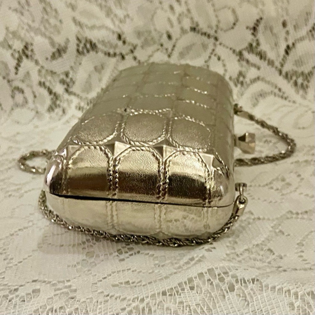 Saks Fifth Avenue Silver Metal Crossbody 7in x 3.5in x 2in