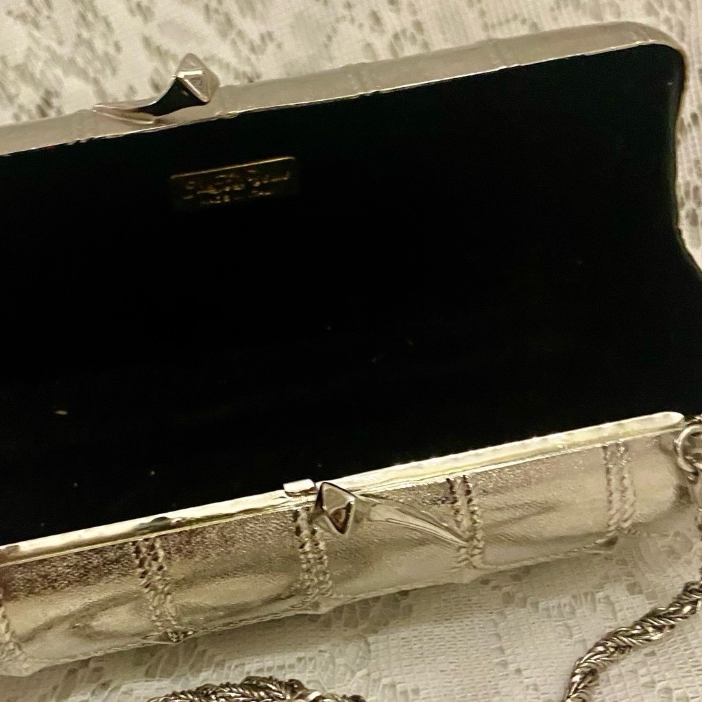 Saks Fifth Avenue Silver Metal Crossbody 7in x 3.5in x 2in