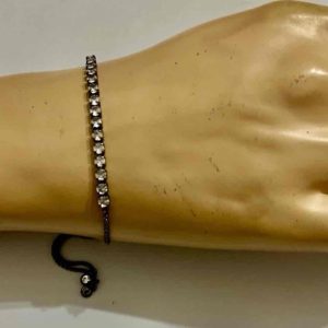 Karl Lagerfeld Black Gun Metal-Rhinestones Adjustable Bracelet
