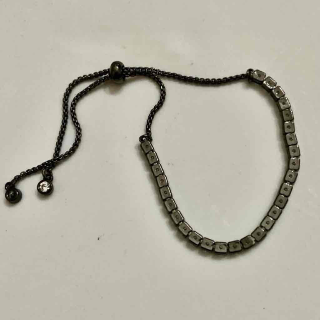 Karl Lagerfeld Black Gun Metal-Rhinestones Adjustable Bracelet