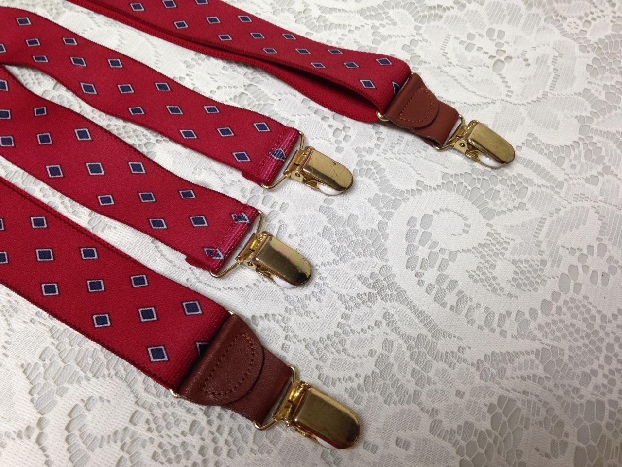 Red, Blue and White Diamond, Fits All, Clip On Suspender