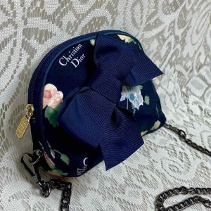 Christian Dior Blue Floral Complimentary Cosmetic Pouch- Crossbody 6.5inx4inx2in