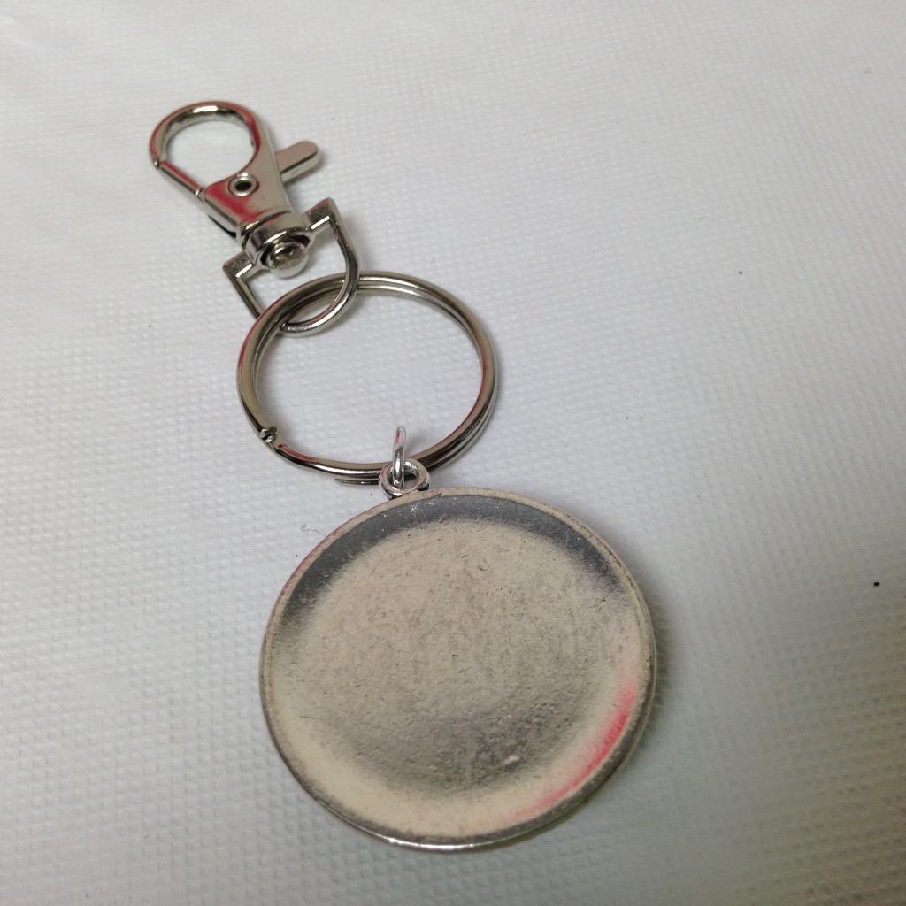 2 in 1 Combo-1.25in Round Blue Willow Cord Necklace and 3.5in L Silver Key Chain