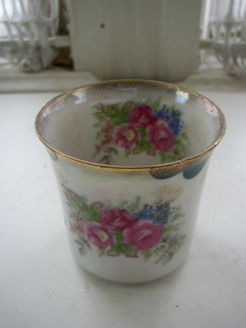 Vintage, Can Style, Floral, Pearl Iridescent Cup and Saucer