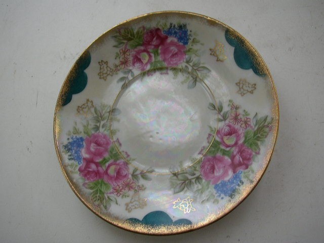 Vintage, Can Style, Floral, Pearl Iridescent Cup and Saucer