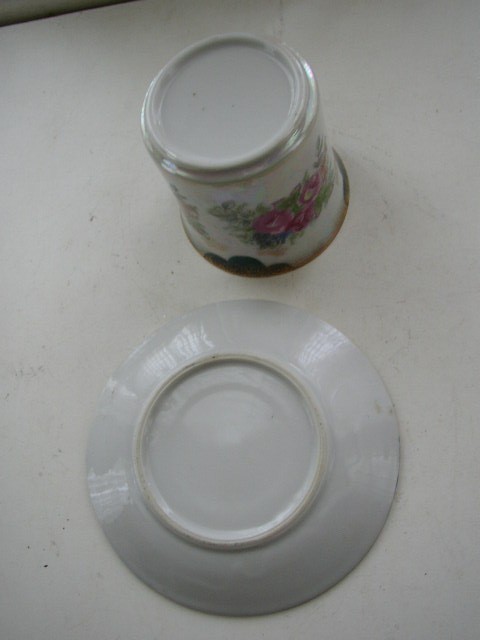 Vintage, Can Style, Floral, Pearl Iridescent Cup and Saucer