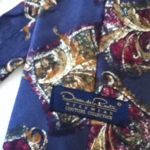 Elegant, Oscar dela Renta Couture, Burgundy-Blue-Green and Yellow, Silk Neck Tie