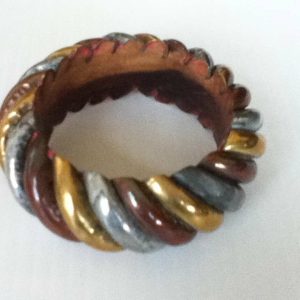 Stunning, Chunky, Handcrafted, Tri-colored Bangle Bracelet