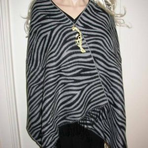 Beautiful, Gray and Black Wool Animal Print Scarf, Wrap, Shawl, etc.