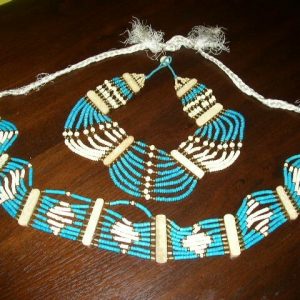 Vintage SouthWestern Beaded Turquoise Necklace and Belt - Runway Jewelry