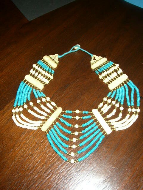 Vintage SouthWestern Beaded Turquoise Necklace and Belt - Runway Jewelry