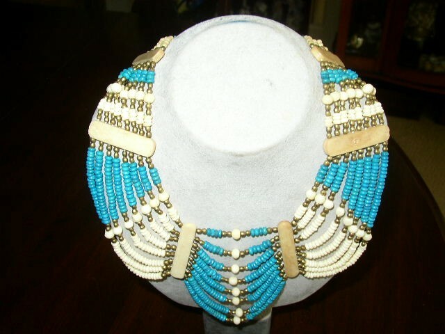 Vintage SouthWestern Beaded Turquoise Necklace and Belt - Runway Jewelry