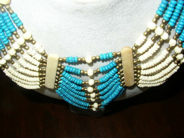 Vintage SouthWestern Beaded Turquoise Necklace and Belt - Runway Jewelry
