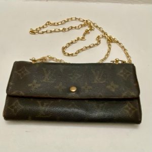Authentic Louis Vuitton Brown Mono Long Wallet -Crossbody