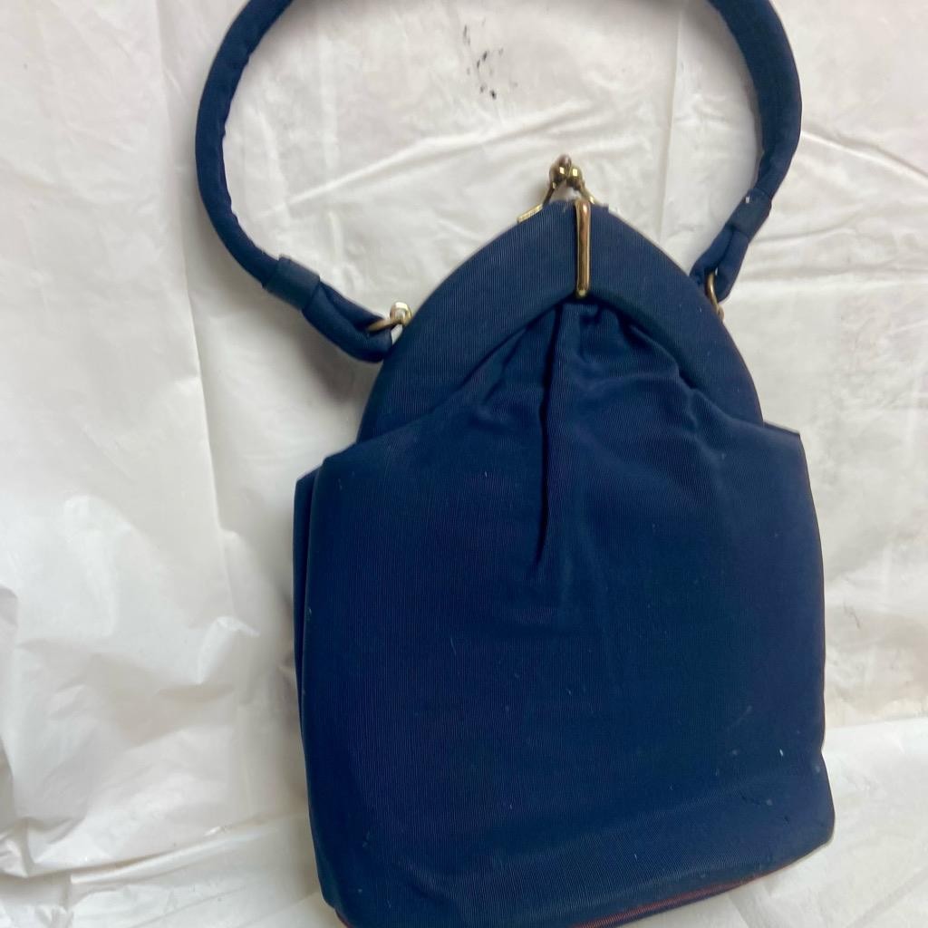 Vintage, Art Deco Navy Blue Evening Bag 10in x 7in x 4in