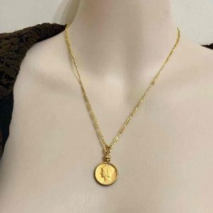 Authentic 1942 Silver (Gold Plated) Mercury Dime, with 18-inch Gold Necklace
