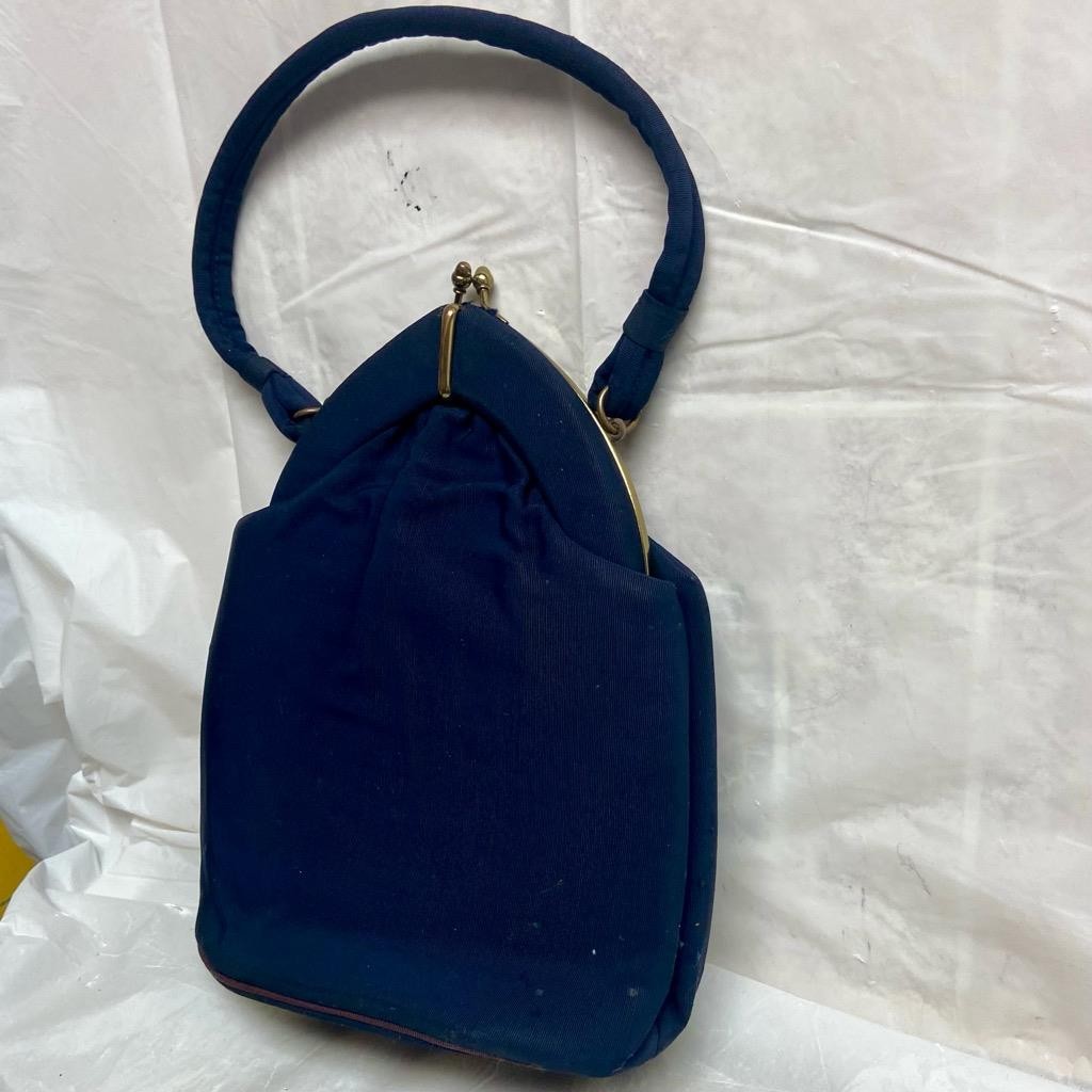 Vintage, Art Deco Navy Blue Evening Bag 10in x 7in x 4in