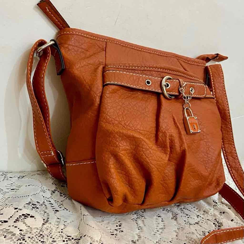Rosetti Orange Faux Leather Handbag-Crossbody