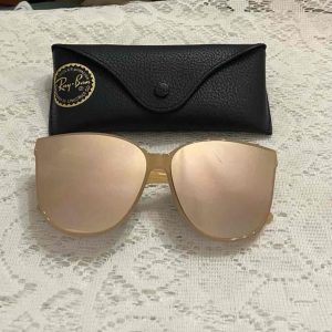 Ray-Ban Oversized Cat Eye Tan- Cream Mirrored Sunglasses