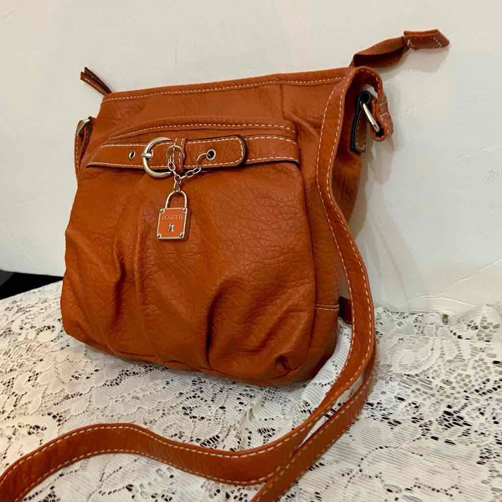 Rosetti Orange Faux Leather Handbag-Crossbody