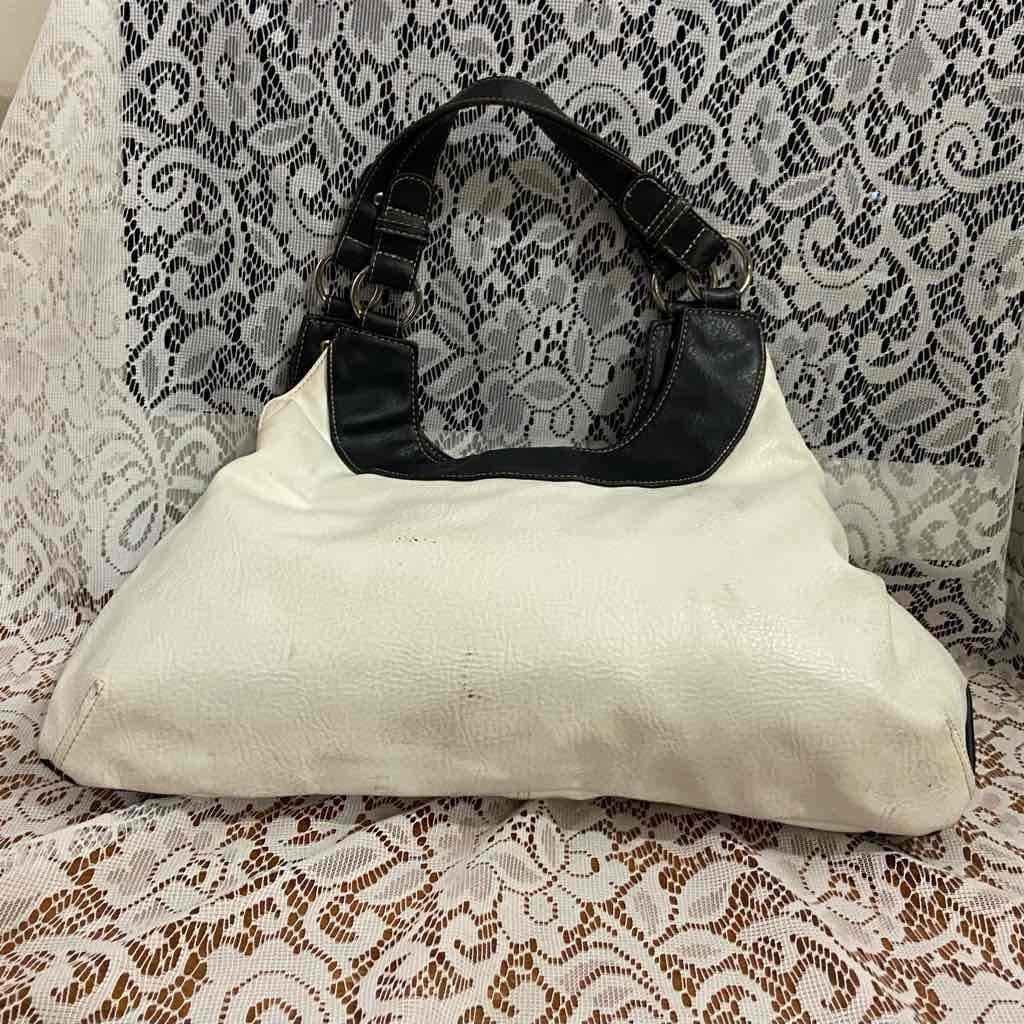 Emilie M Black and White Leather Hand Bag 18in x 13in