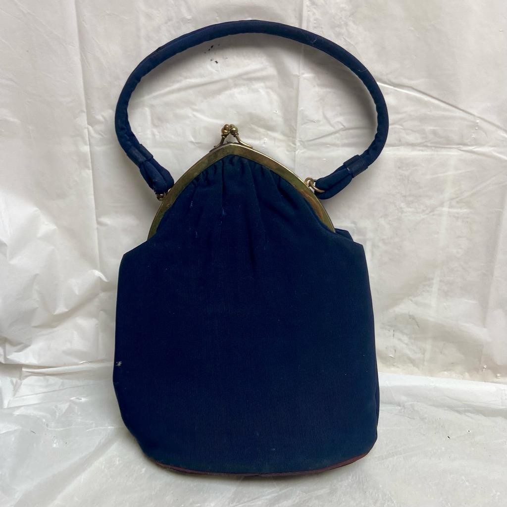 Vintage, Art Deco Navy Blue Evening Bag 10in x 7in x 4in
