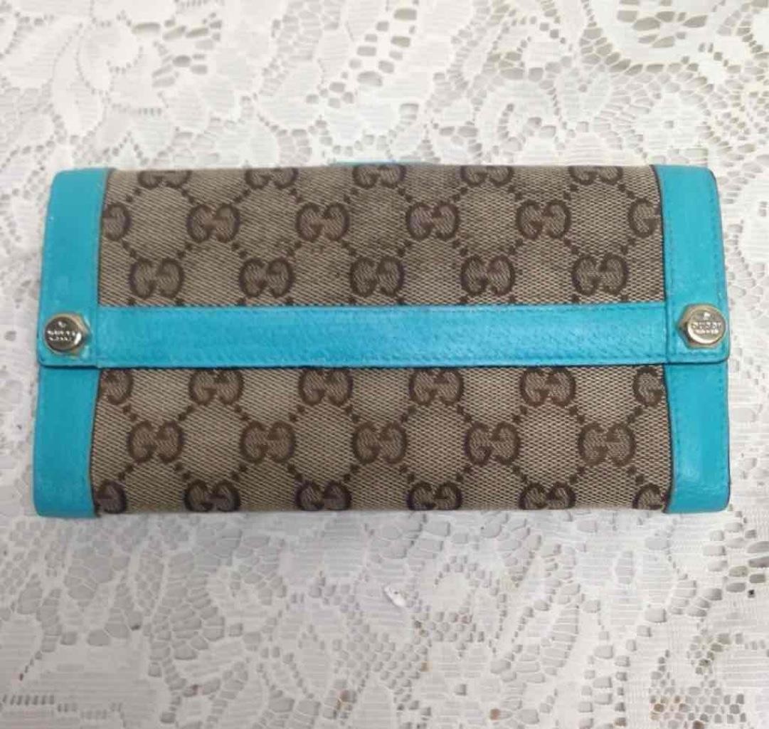 Vintage Gucci Italy, Brown Mono Beige Leather Handbag 13in x 9in x 4in