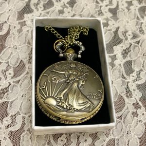 Lady Liberty Quartz Pocket Watch Pendant Necklace