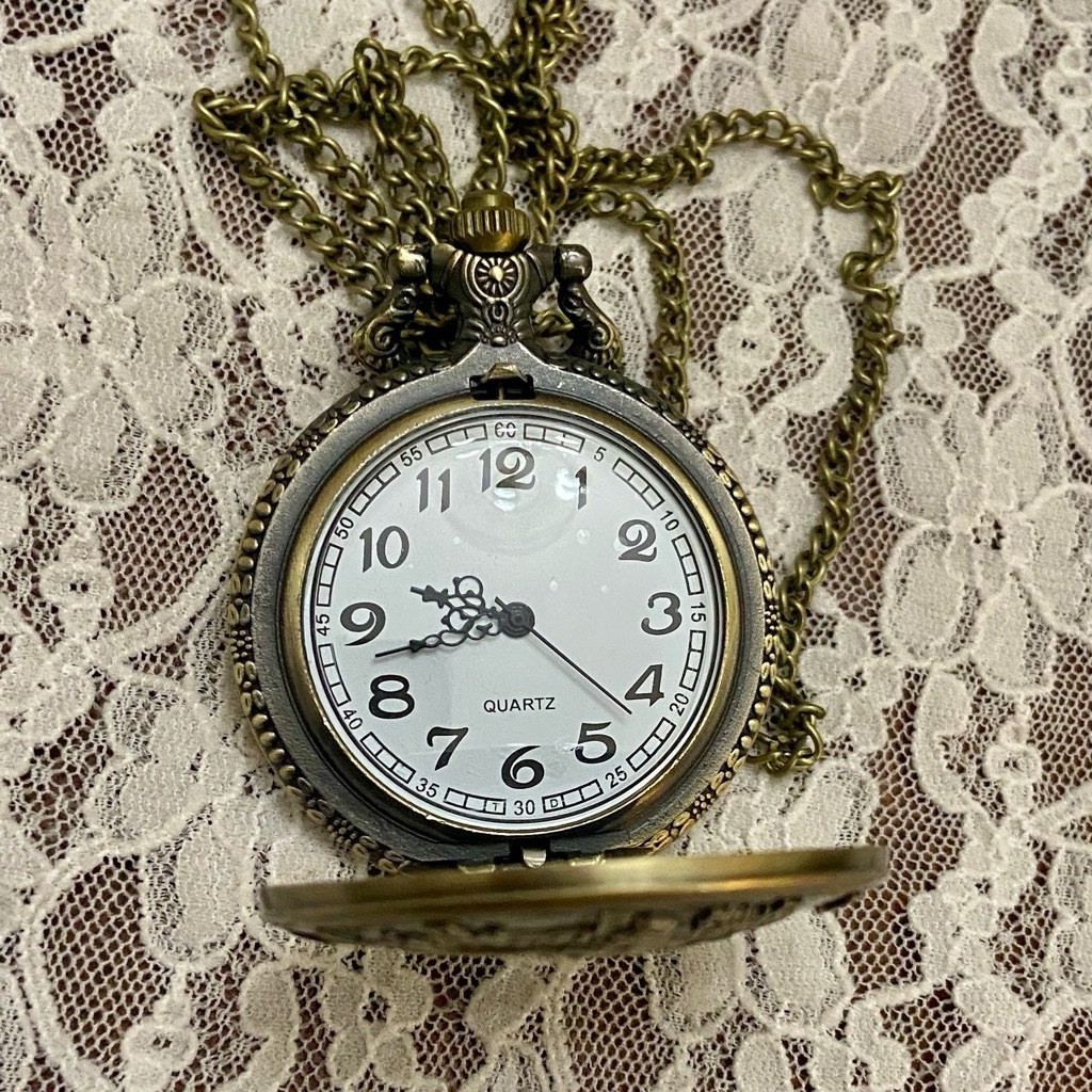 Lady Liberty Quartz Pocket Watch Pendant Necklace
