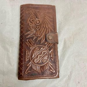 Vintage, Mexico Brown Leather, Long Wallet 7in x 3.5in