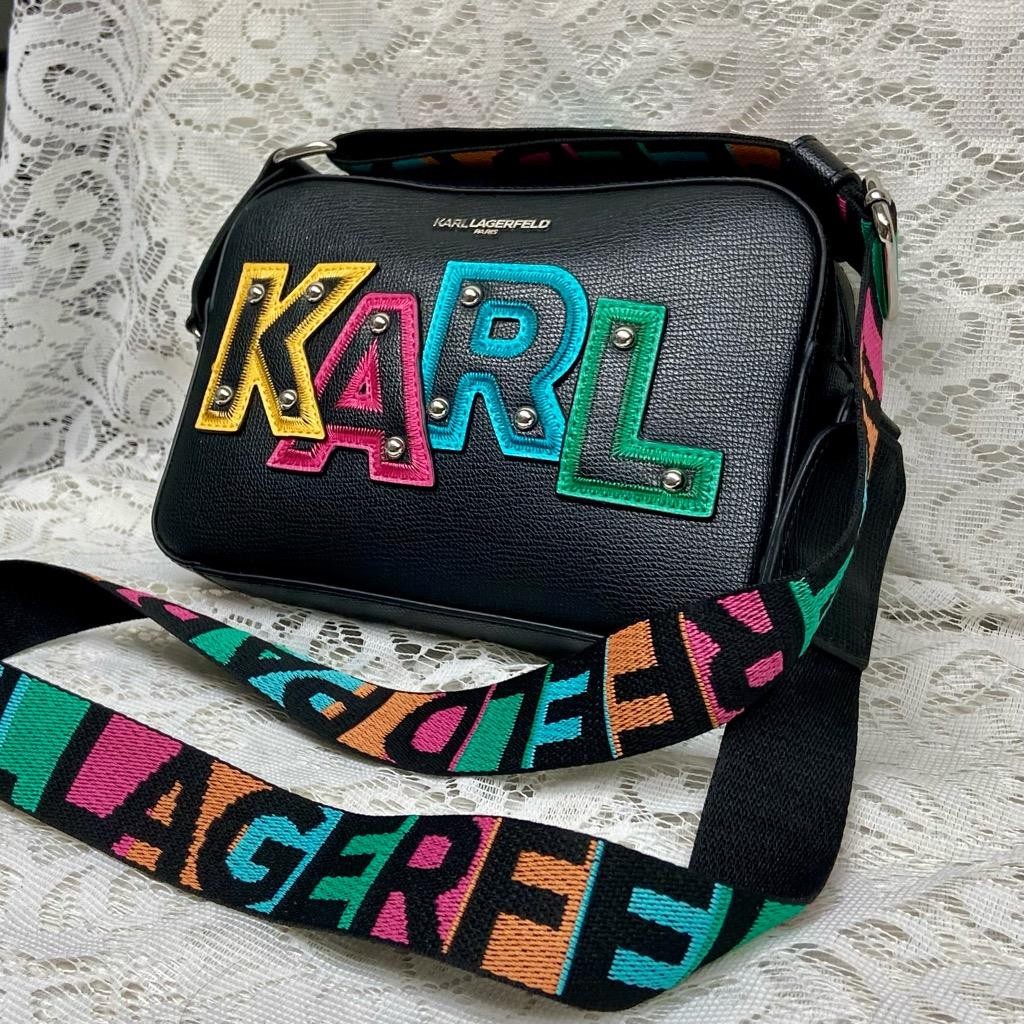 Karl Lagerfeld Multicolor-Black Adjustable Shoulder-Crossbody Bag 9inx6inx2in