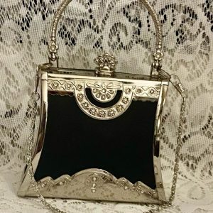 Vintage, Boxy Silver Satchel-Crossbody 5.5in x 4.5in x 2.5in