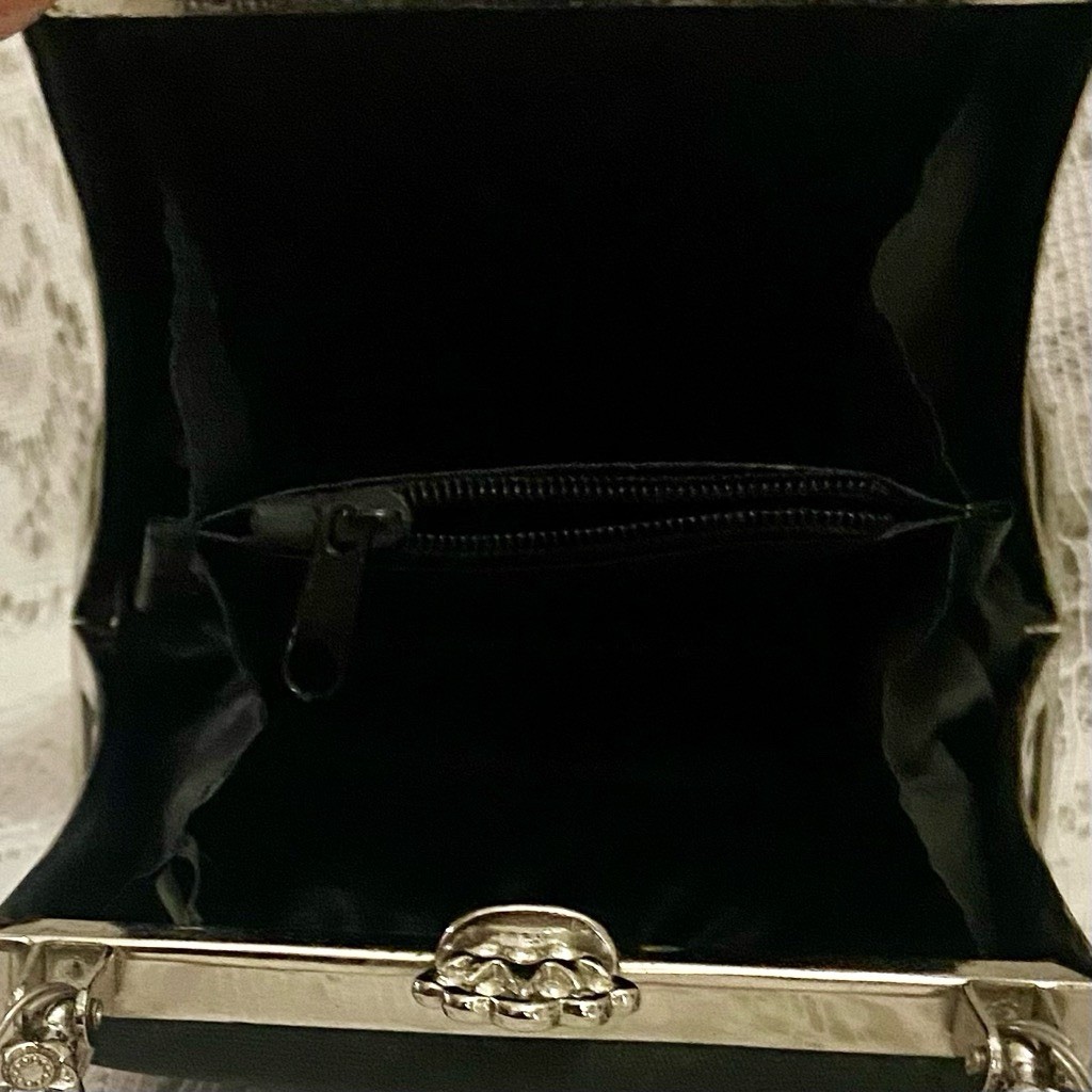 Vintage, Boxy Silver Satchel-Crossbody 5.5in x 4.5in x 2.5in