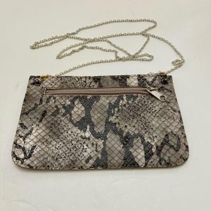 Vintage Black, Gray and Gray Faux Snakeskin Leather Crossbody Bag 8in x 5in
