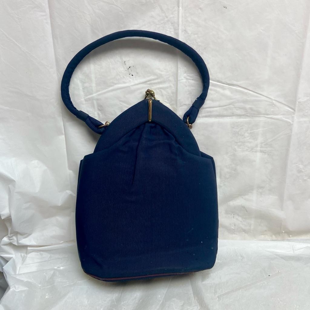 Vintage, Art Deco Navy Blue Evening Bag 10in x 7in x 4in